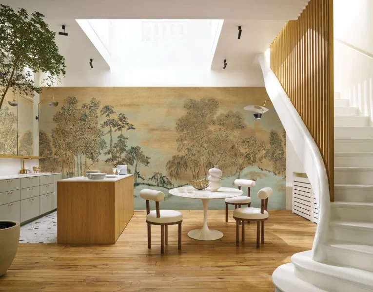 Casamance 76720100 Panoramas 4 Koraku Grège/doré - mural w pejzaż japońskiego ogrodu