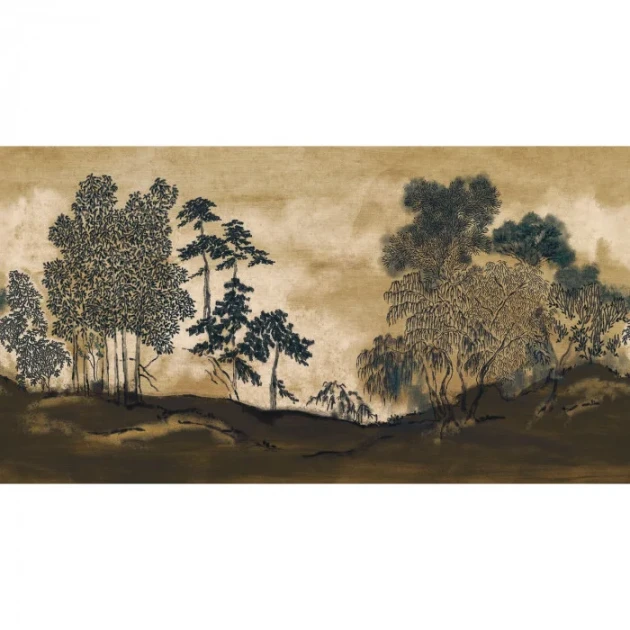 Casamance 76720304 Panoramas 4 Koraku Bronze/doré - mural w pejzaż japońskiego ogrodu