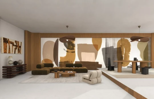 Casamance 76781630 Panoramas 4 Papunya Crème/mordoré - mural w abstrakcyjny wzór