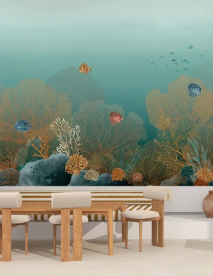 Casamance 76792038 Panoramas 4 Polynesie Marine/multico - mural w podwodny pejzaż