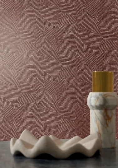 Casamance 76543568 Select 9 Lore Doré - tapeta w geometryczny wzór z metalicznymi akcentami