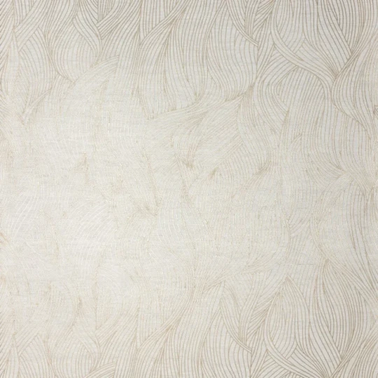 Casamance 71620100 Linessence 2 Alaris Creme Platine - tapeta lniana w metaliczne fale