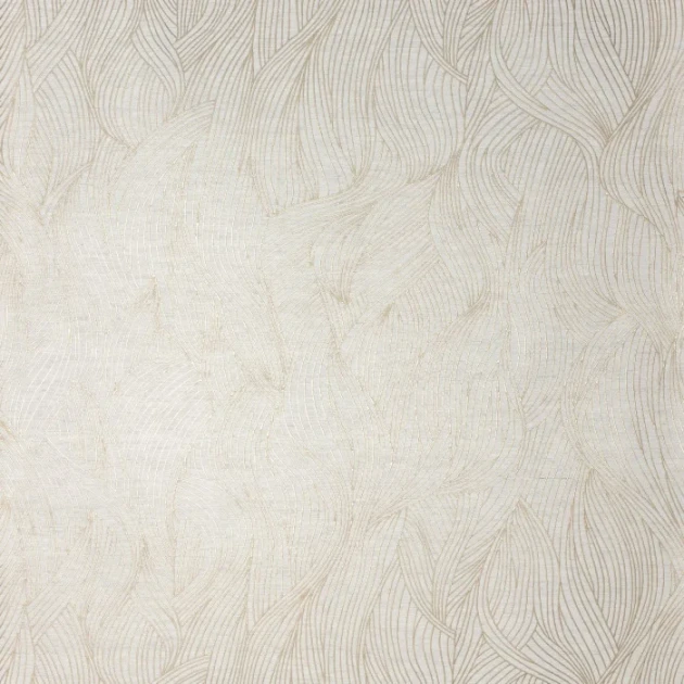 Casamance 71620100 Linessence 2 Alaris Creme Platine - tapeta lniana w metaliczne fale
