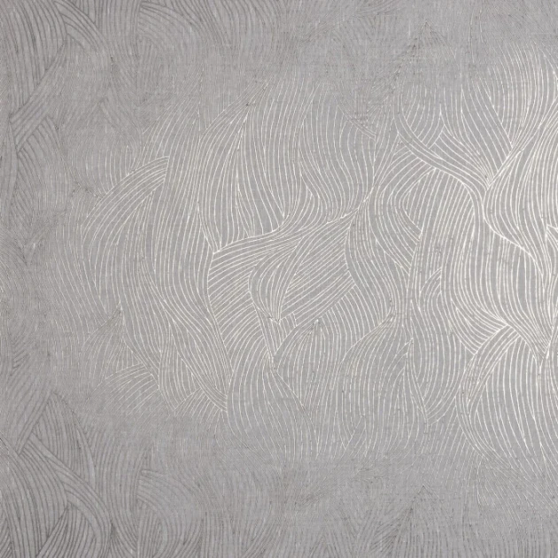 Casamance 71620202 Linessence 2 Alaris Flax Noir Platine - tapeta lniana w metaliczne fale