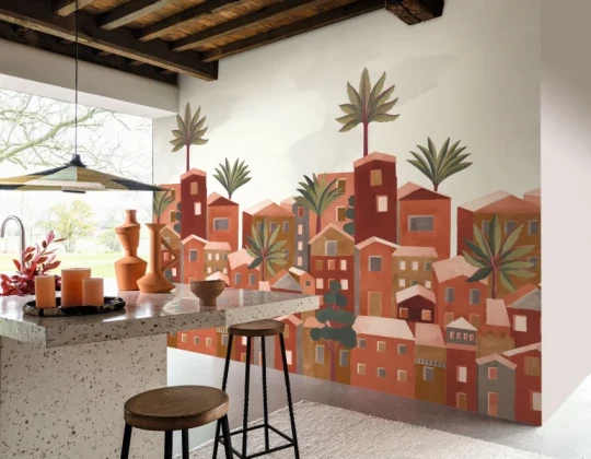 Casamance 75641426 Panoramas 2 Vila Viela Terracotta - mural strukturalny w miejski krajobraz