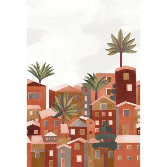 Casamance 75861426 Panoramas 2 Vila Viela Int Terracotta - mural w miejski krajobraz