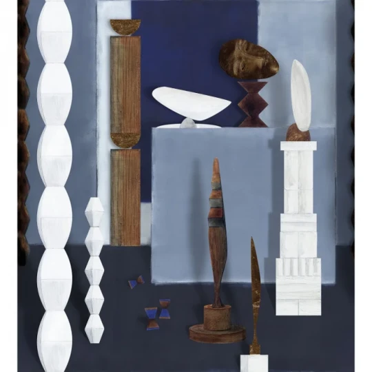 Casamance 75580202 Panoramas 2 L'atelier De Brancusi Bleu d'egypte - mural w pracownię artystyczną