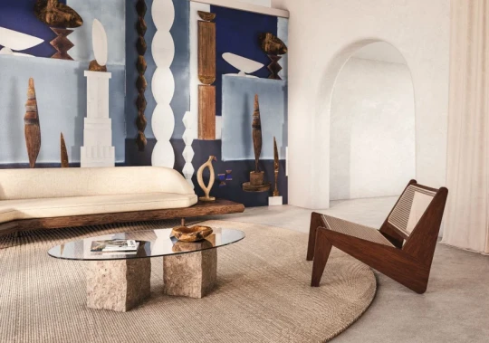 Casamance 75580202 Panoramas 2 L'atelier De Brancusi Bleu d'egypte - mural w pracownię artystyczną