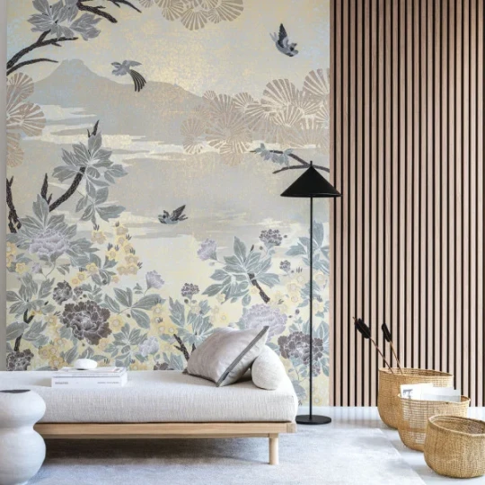 Casamance A75353976 Panoramas 2 Kansai Blanc/doré - mural w japoński ogród