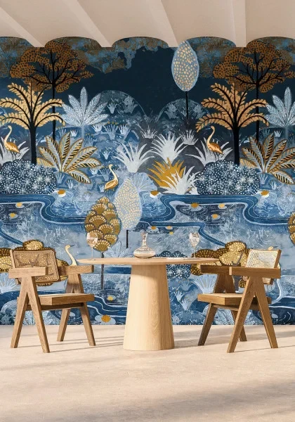 Casamance 75611018 Panoramas 2 Aruba Bleu d'egypte - mural w egzotyczny krajobraz