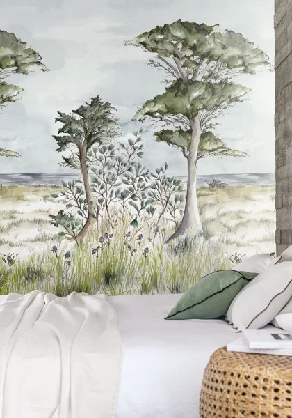 Casamance 75840100 Panoramas 2 Pornic Int Cypres/ciel - mural w morski krajobraz