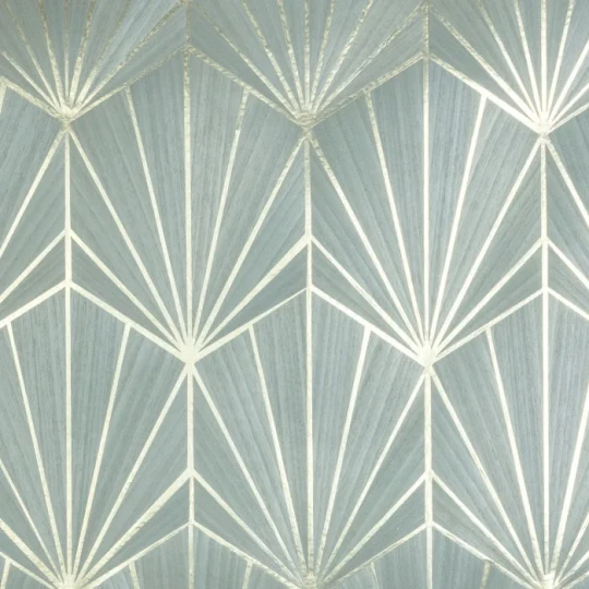 Casamance 71772038 Traversee Mythique Pierre Bleue Platine - tapeta geometryczna z forniru drewnianego