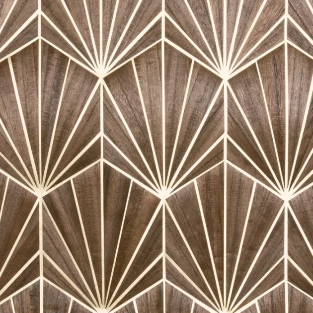 Casamance 71772242 Traversee Mythique Chene Fonce - tapeta geometryczna z forniru drewnianego