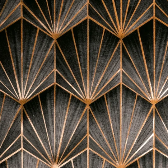 Casamance 71772140 Traversee Mythique Carbone Bronze - tapeta geometryczna z forniru drewnianego