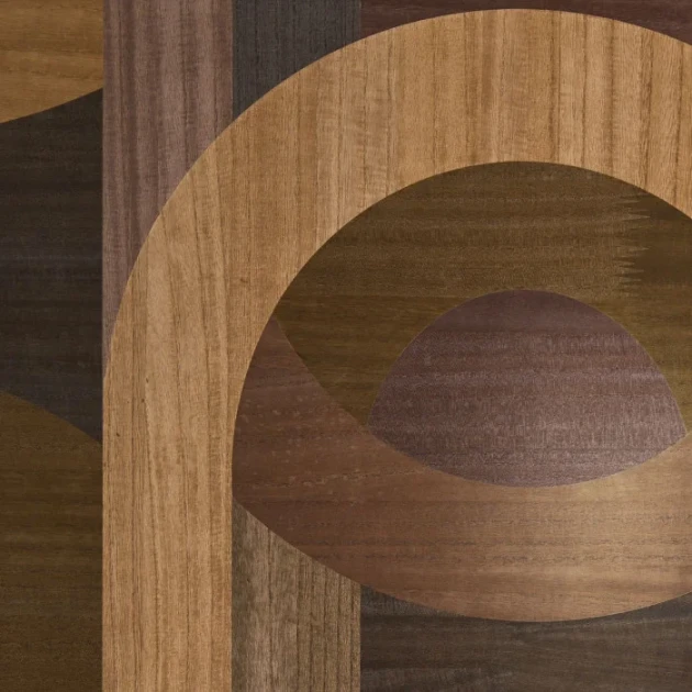 Casamance 71780331 Traversee Traversee Aubergine Chene - tapeta z forniru drewnianego w stylu art-deco