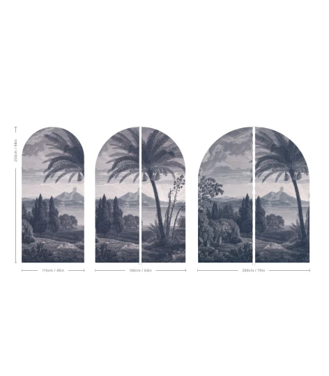 Wallcolors ARCH-9100 Arch Tropical Volcano Vista Blue - mural łuk w egzotyczny krajobraz
