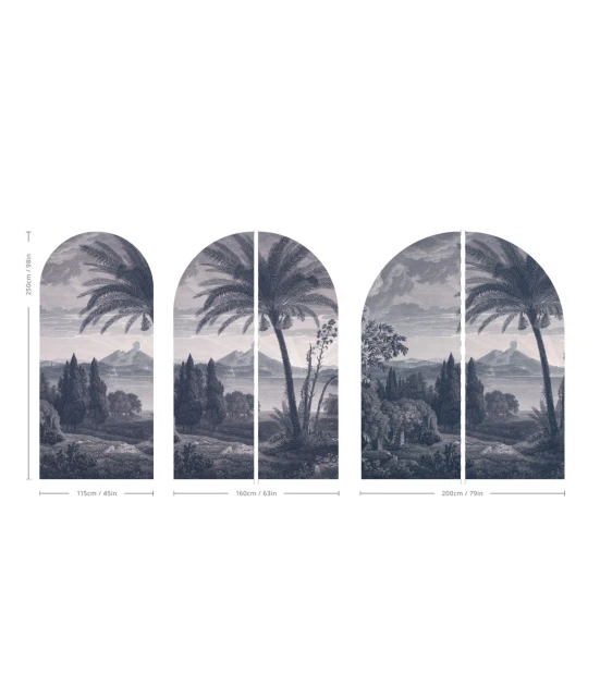 Wallcolors ARCH-9100 Arch Tropical Volcano Vista Blue - mural łuk w egzotyczny krajobraz