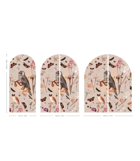 Wallcolors ARCH-9149 Arch Pink Owls - mural łuk w sowy i motyw