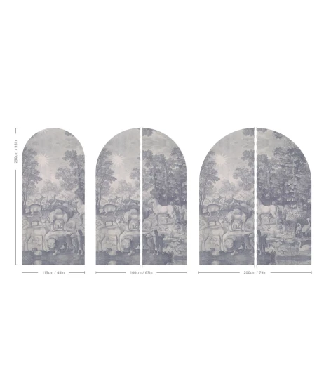 Wallcolors ARCH-9158 Arch Fauna Fresco Blue - mural łuk w zwierzęta na leśnej polanie