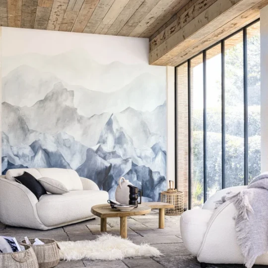Casamance 74951426 Panoramas Everest Bleu gris - mural w górski krajobraz