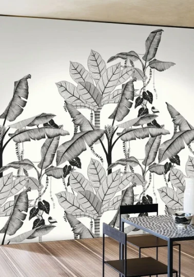 Casamance 74992038 Panoramas Jangala Noir/blanc - mural w egzotyczne rośliny