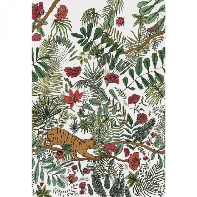 Casamance 74543786 Panoramas Pashu Multicolore - mural w egzotyczną roślinność i tygrysy