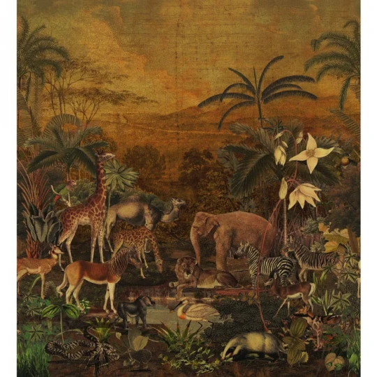 Casamance 74971732 Panoramas Tanzania Fauve - mural w egzotyczną roślinność i zwierzęta