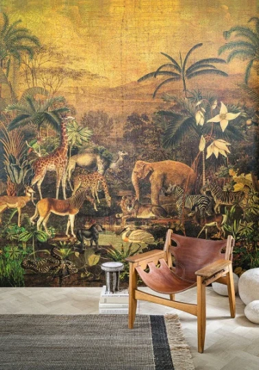 Casamance 74971732 Panoramas Tanzania Fauve - mural w egzotyczną roślinność i zwierzęta