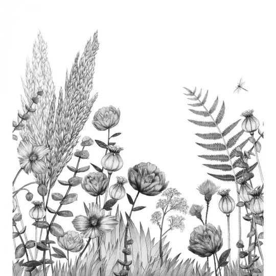 Casamance 74931120 Panoramas Eclosion Noir/blanc - mural w maki