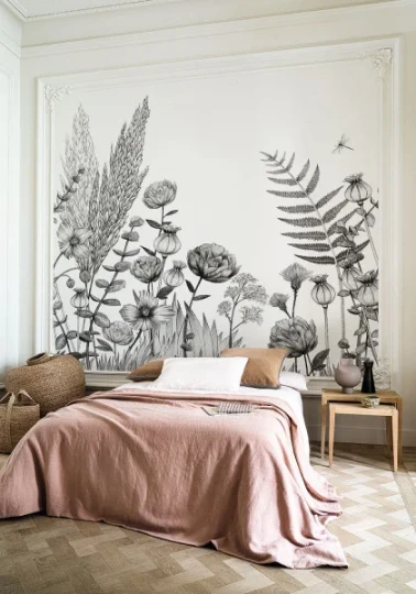 Casamance 74931120 Panoramas Eclosion Noir/blanc - mural w maki