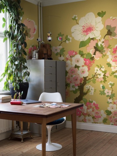 Boras Tapeter 9652W Studio Apple Blossom Yellow - mural w kwiaty jabłoni