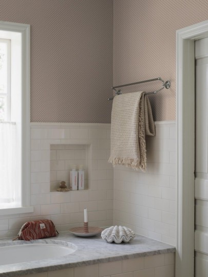 Boras Tapeter 6968 Osterlen Selma - tapeta geometryczne medaliony w kwiaty