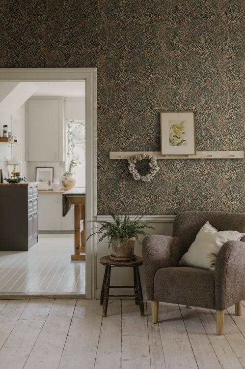 Sandberg S10495 Tradgarden Simon Charcoal - tapeta w gałęzie jarzębiny