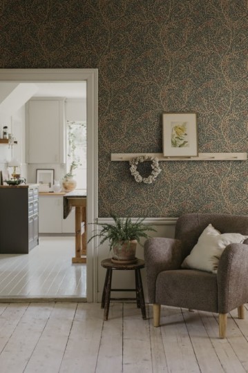 Sandberg S10495 Tradgarden Simon Charcoal - tapeta w gałęzie jarzębiny