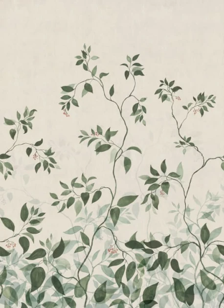 Sandberg S10518 Tradgarden Josefine Green - mural w łodygi malowane akwarelą