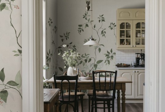 Sandberg S10518 Tradgarden Josefine Green - mural w łodygi malowane akwarelą