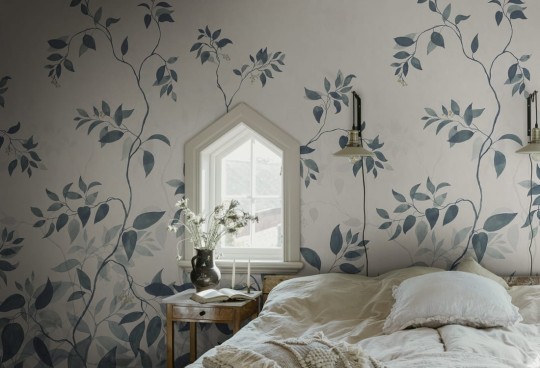 Sandberg S10519 Tradgarden Josefine Blue - mural w łodygi malowane akwarelą
