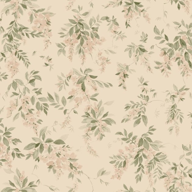 Sandberg S10506 Tradgarden Lovisa Pink - tapeta w kwitnące gałęzie glicynii malowane akwarelami