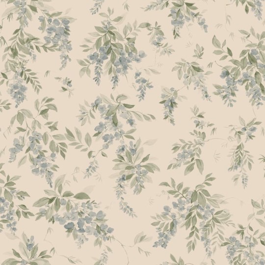 Sandberg S10507 Tradgarden Lovisa Blue - tapeta w kwitnące gałęzie glicynii malowane akwarelami