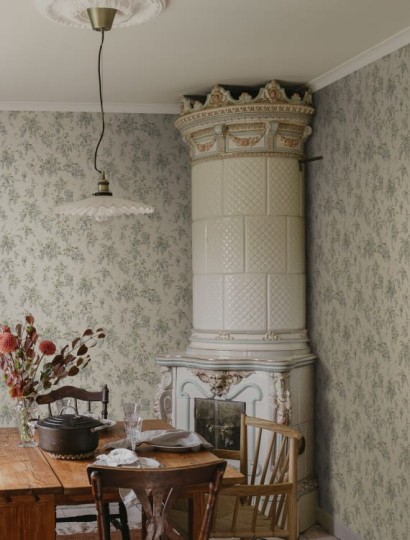 Sandberg S10507 Tradgarden Lovisa Blue - tapeta w kwitnące gałęzie glicynii malowane akwarelami