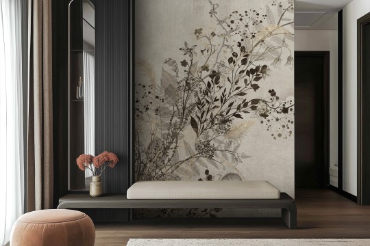 Lorenso TPA 0125 0121 00 Lumi - mural w roślinny motyw na betonowym tle