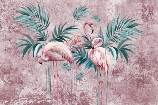 Lorenso TPA 1124 0113 01 Lofin - mural we flamingi na betonowym tle