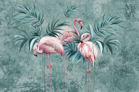 Lorenso TPA 1124 0113 02 Lofin - mural we flamingi na betonowym tle
