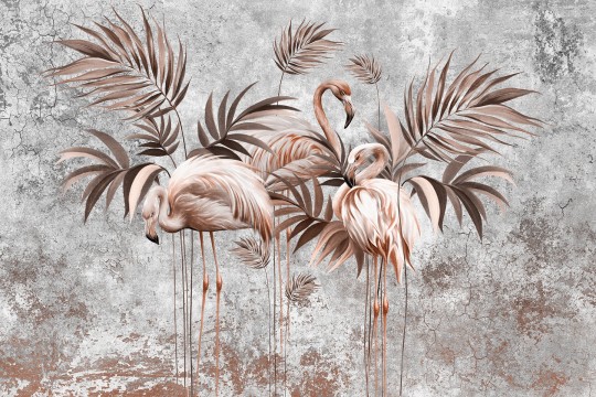 Lorenso TPA 1124 0113 03 Lofin - mural we flamingi na betonowym tle
