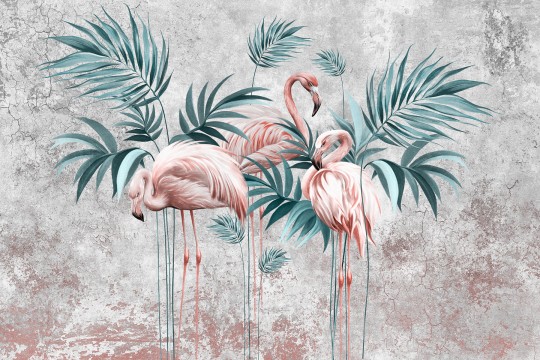 Lorenso TPA 1124 0113 05 Lofin - mural we flamingi na betonowym tle