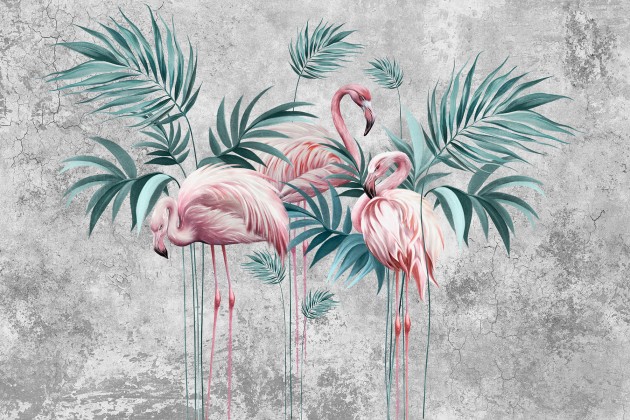 Lorenso TPA 1124 0113 06 Lofin - mural we flamingi na betonowym tle