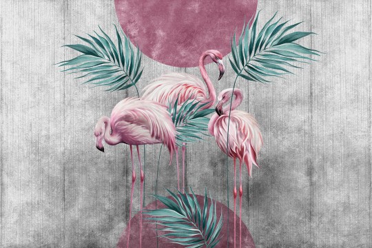 Lorenso TPA 1124 0113 07 Lofin - mural we flamingi na betonowym tle