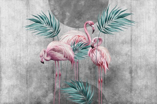 Lorenso TPA 1124 0113 08 Lofin - mural we flamingi na betonowym tle