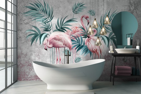 Lorenso TPA 1124 0113 08 Lofin - mural we flamingi na betonowym tle