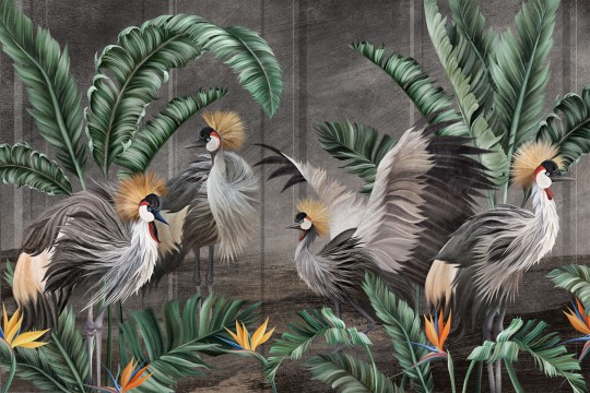 Lorenso TPA 0624 0096 00 Cabird - mural w egzotyczne ptaki i liście